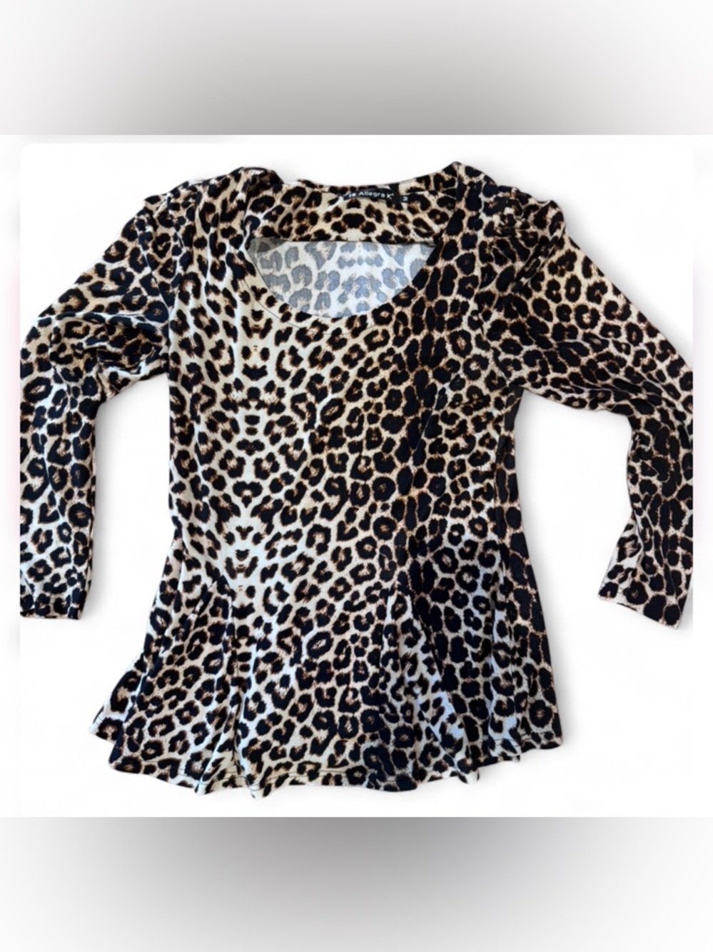 Leopard Print Scoop Neck Women's Top in Brown/Black